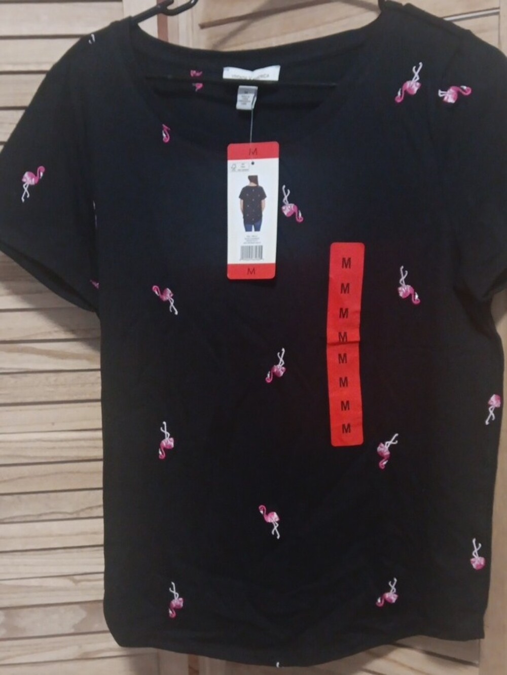 Black Short Sleeve T Shirt   M Embroidery